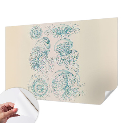 Fotomural decorativo para cabecero de cama con diseño de medusas marinas