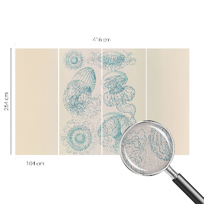 Fotomural decorativo para cabecero de cama con diseño de medusas marinas