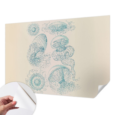 Fotomural decorativo para cabecero de cama con diseño de medusas marinas