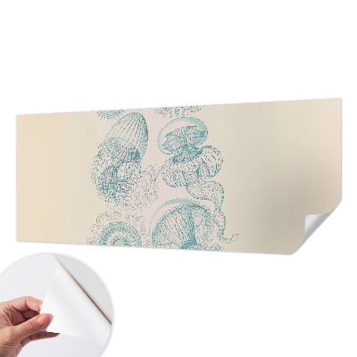 Fotomural decorativo para cabecero de cama con diseño de medusas marinas