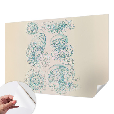 Fotomural decorativo para cabecero de cama con diseño de medusas marinas