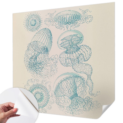 Fotomural decorativo para cabecero de cama con diseño de medusas marinas