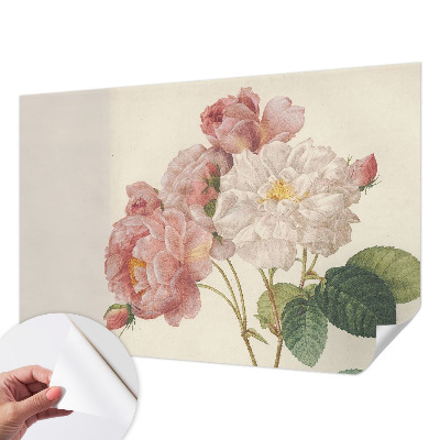 Mural de pared con estampado hermoso con un motivo de rosas románticas