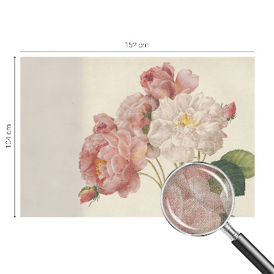 Mural de pared con estampado hermoso rosas románticas