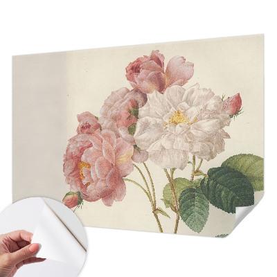 Mural de pared con estampado hermoso con un motivo de rosas románticas
