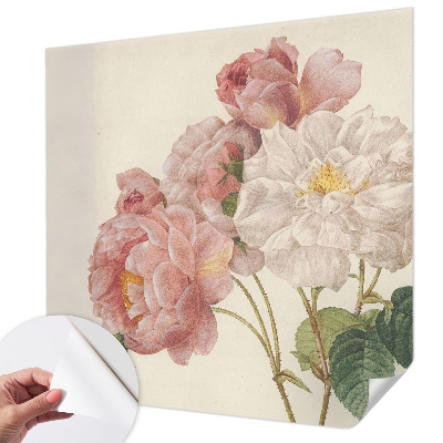 Mural de pared con estampado hermoso con un motivo de rosas románticas