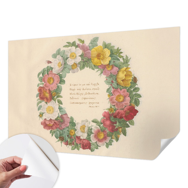 Papel mural texturado decorativo con motivo de corona floral