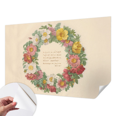 Papel mural texturado decorativo con motivo de corona floral