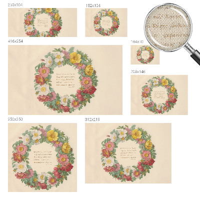 Papel mural texturado decorativo con motivo de corona floral
