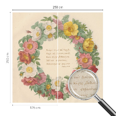 Papel mural texturado decorativo con motivo de corona floral