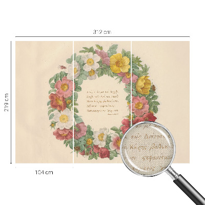 Papel mural texturado decorativo con motivo de corona floral
