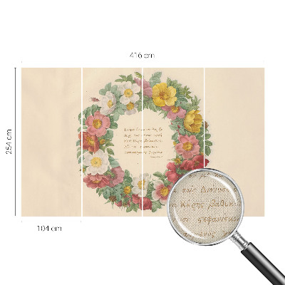 Papel mural texturado decorativo con motivo de corona floral