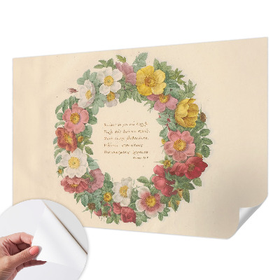 Papel mural texturado decorativo con motivo de corona floral