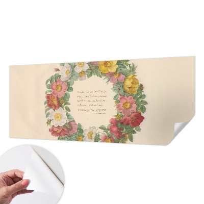 Papel mural texturado decorativo con motivo de corona floral