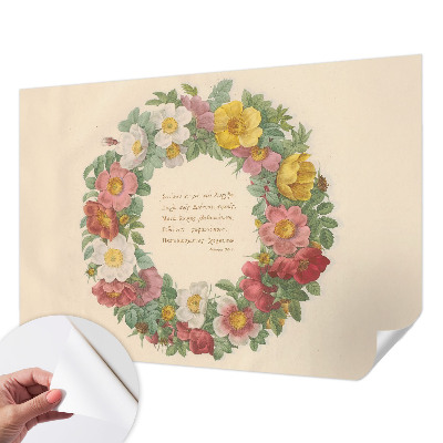 Papel mural texturado decorativo con motivo de corona floral
