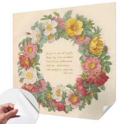 Papel mural texturado decorativo corona floral