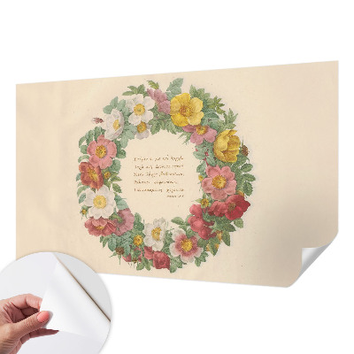 Papel mural texturado decorativo con motivo de corona floral