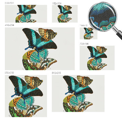 Fotomural decorativo para cabecero de cama con un motivo de mariposas coloridas