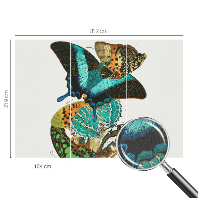 Fotomural decorativo para cabecero de cama con un motivo de mariposas coloridas