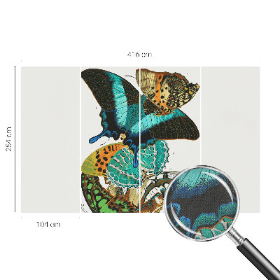 Fotomural decorativo para cabecero de cama con un motivo de mariposas coloridas