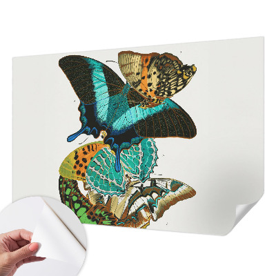Fotomural decorativo para cabecero de cama con un motivo de mariposas coloridas