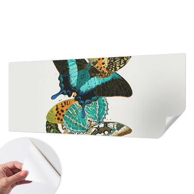 Fotomural decorativo para cabecero de cama con un motivo de mariposas coloridas