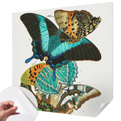 Fotomural decorativo para cabecero de cama con un motivo de mariposas coloridas