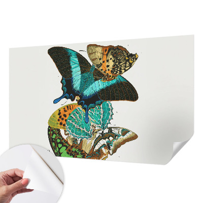 Fotomural decorativo para cabecero de cama con un motivo de mariposas coloridas