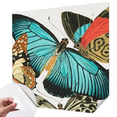 Papel mural con patrón decorativo con mariposas coloridas