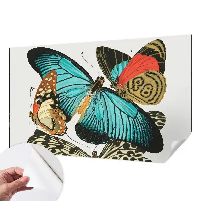 Papel mural con patrón decorativo con mariposas coloridas
