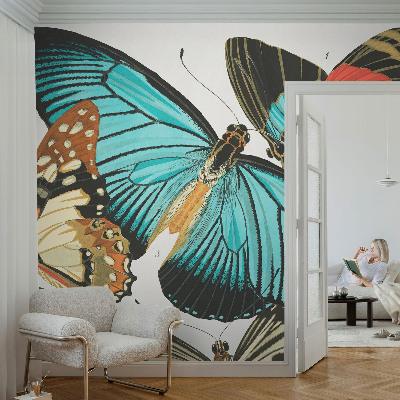 Papel mural con patrón decorativo Mariposas coloridas