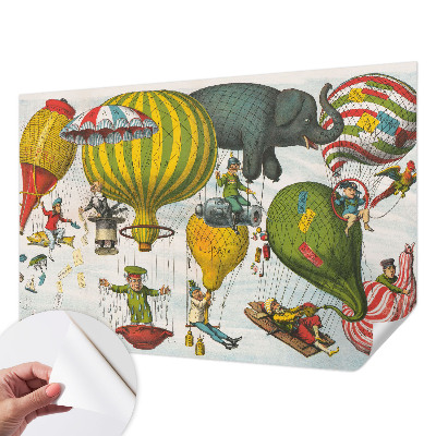 Papel mural texturado decorativo con diseño de viaje en globo