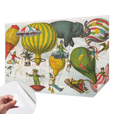 Papel mural texturado decorativo con diseño de viaje en globo