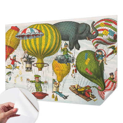 Papel mural texturado decorativo con diseño de viaje en globo