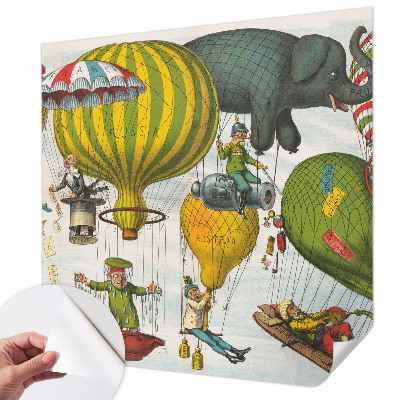 Papel mural texturado decorativo con diseño de viaje en globo