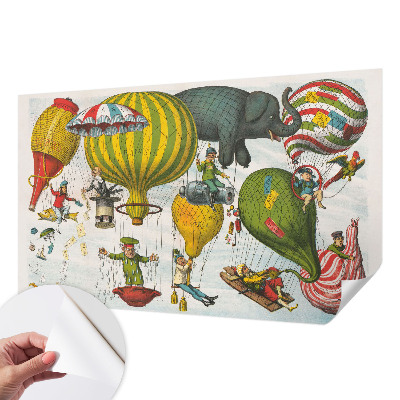 Papel mural texturado decorativo con diseño de viaje en globo