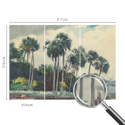Fotomural decorativo para cabecero de cama Palmeras exóticas