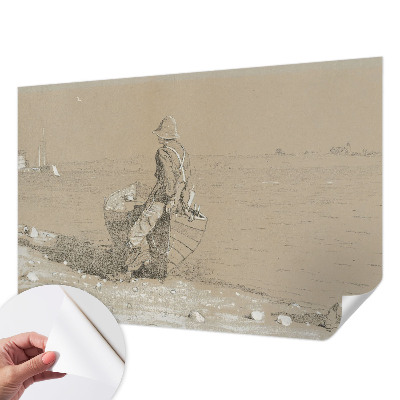 Papel mural con patrón decorativo con una escena nostálgica