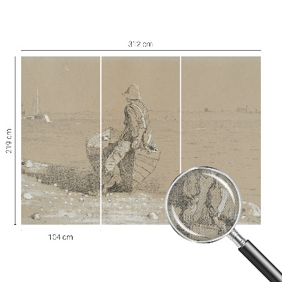 Papel mural con patrón decorativo con una escena nostálgica
