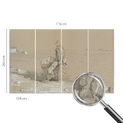 Papel mural con patrón decorativo con una escena nostálgica
