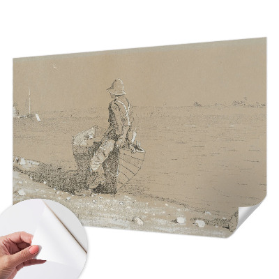 Papel mural con patrón decorativo con una escena nostálgica