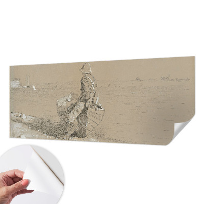 Papel mural con patrón decorativo con una escena nostálgica
