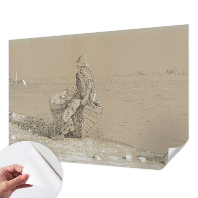 Papel mural con patrón decorativo con una escena nostálgica