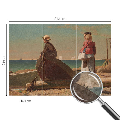 Papel mural con patrón decorativo Escena costera