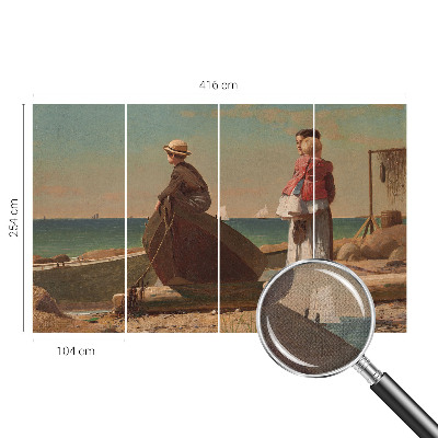 Papel mural con patrón decorativo Escena costera