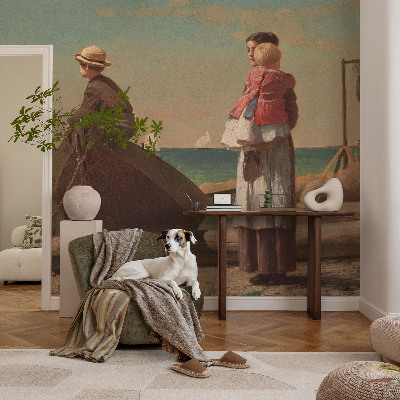 Papel mural con patrón decorativo Escena costera