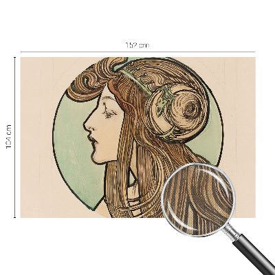 Papel mural con patrón decorativo retrato Art Nouveau