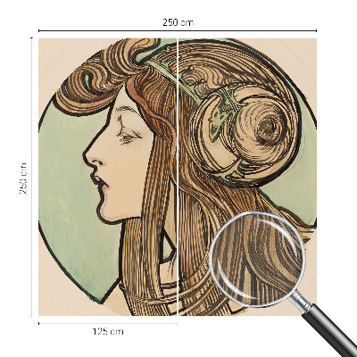 Papel mural con patrón decorativo retrato Art Nouveau