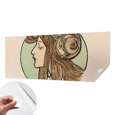 Papel mural con patrón decorativo retrato Art Nouveau