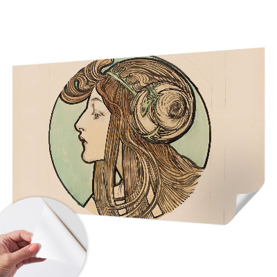 Papel mural con patrón decorativo retrato Art Nouveau